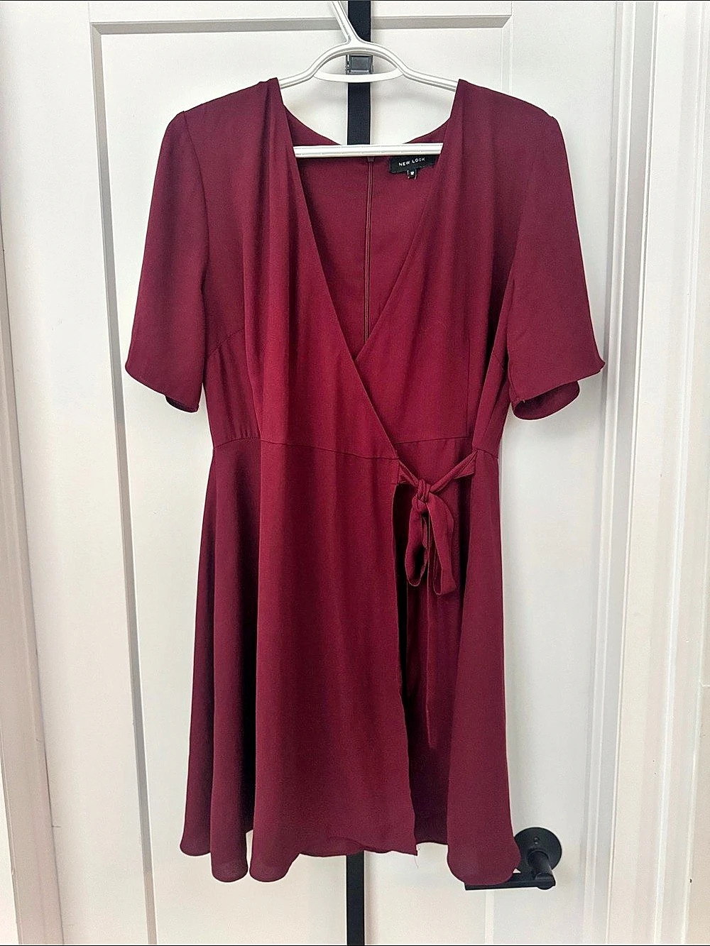 New Look Wrap Mini Dress in Burgundy Size 12